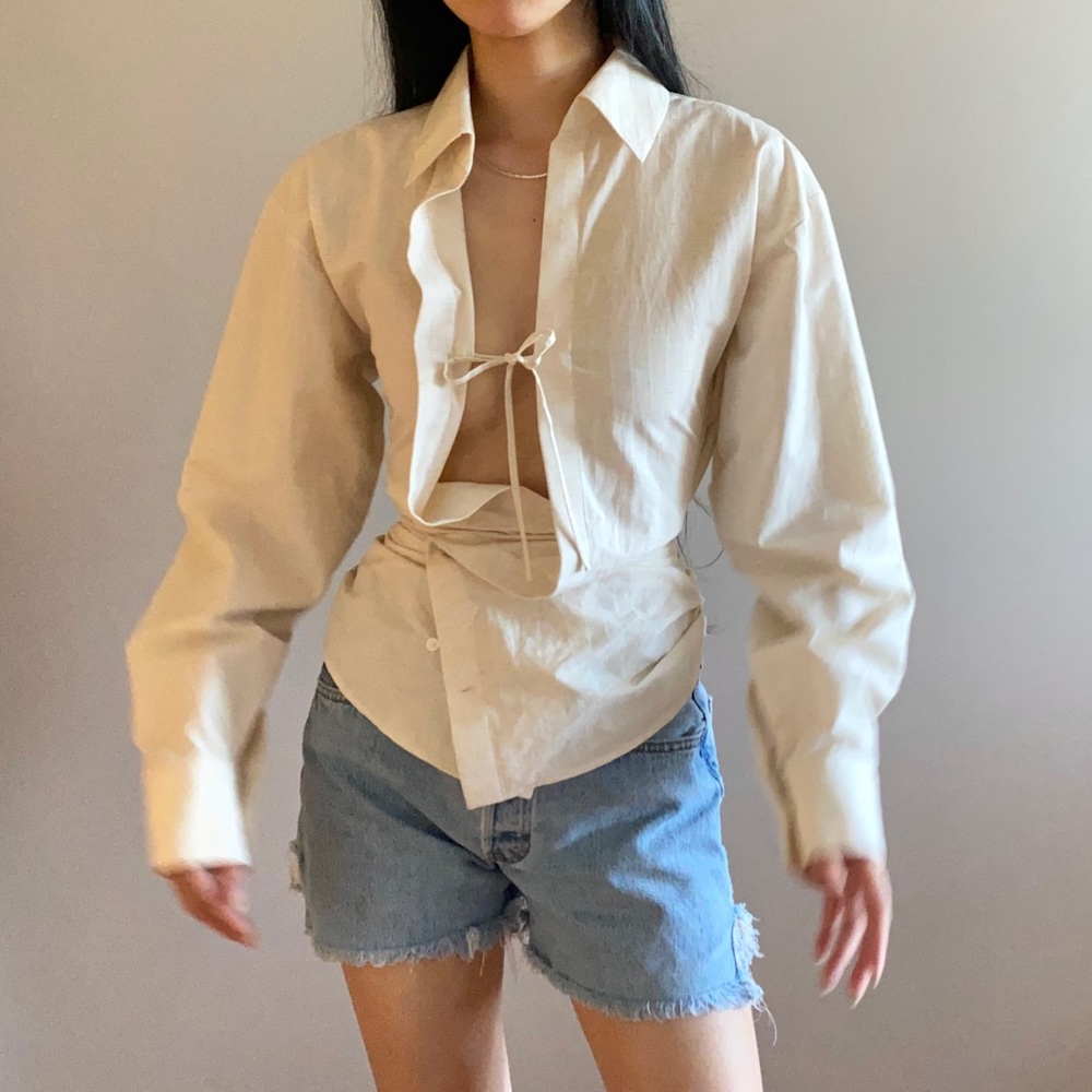 Jacquemus la bomba linen tie front shirt - Picture 2 of 9
